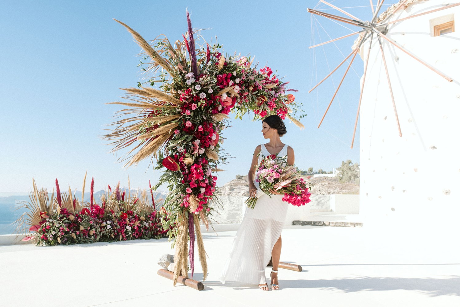 Main Picture: Vibrant Bohemian Santorini Wedding Inspiration